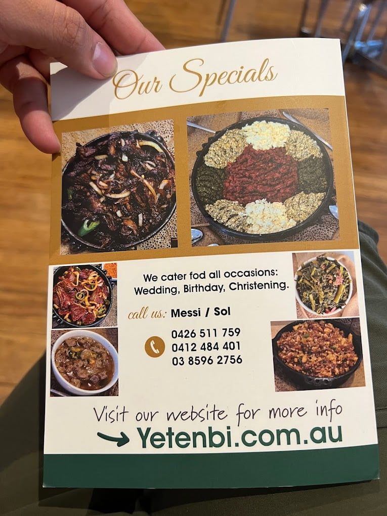 Yetenbi restaurant menu